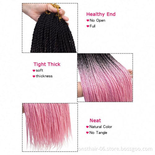 Onst Crochet Hair Ombre Senegalese Twist Synthetic Crochet Braid 24inch 20Roots Braiding Meche Extensions Twists Braids Hair